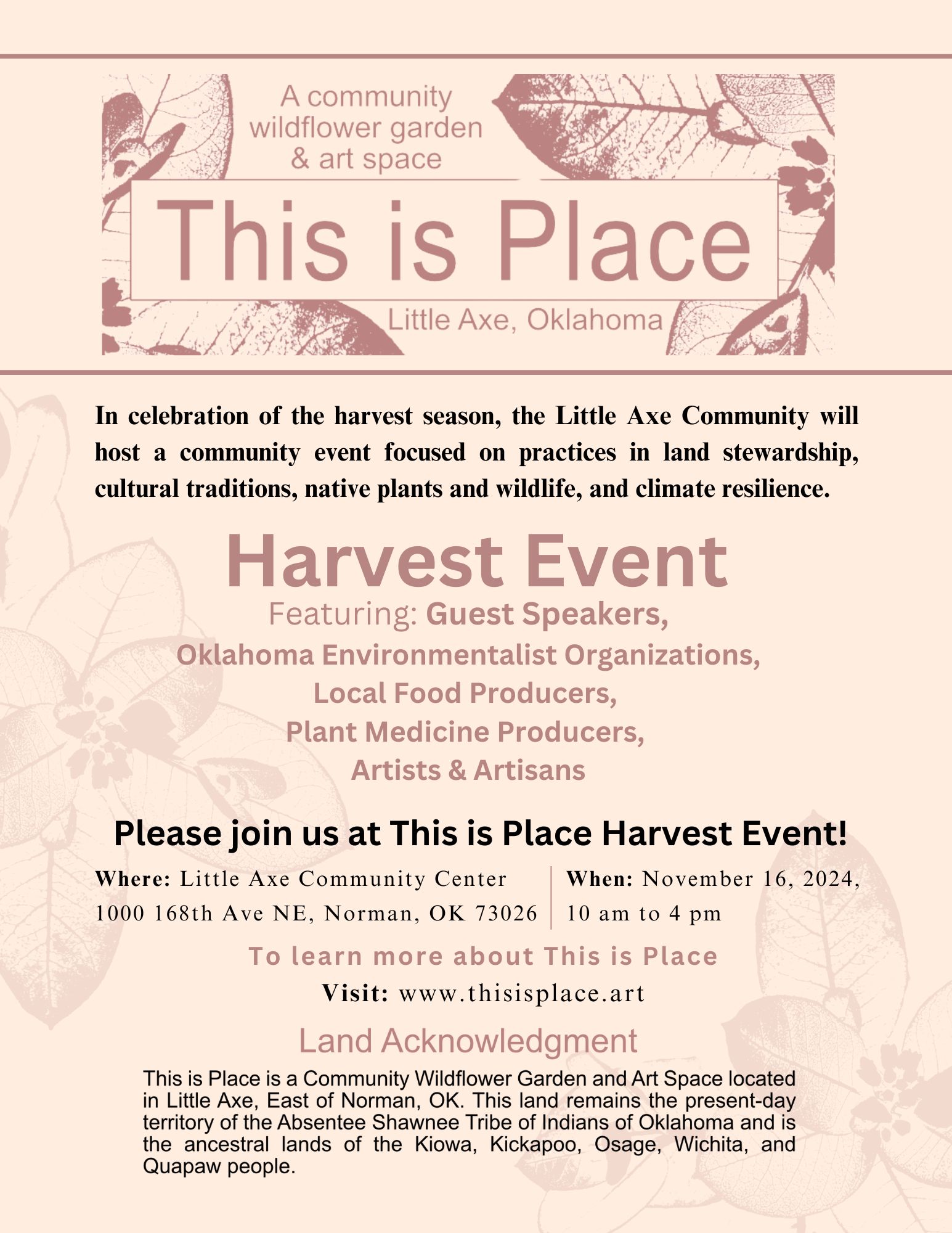 This is Place Harvest Event